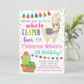 Llama Birthday Uitnodiging Llama Partij (Staand voorkant)
