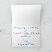 Llama Blauw en Wit met Bloemen Baby Bedankkaart (Binnen)