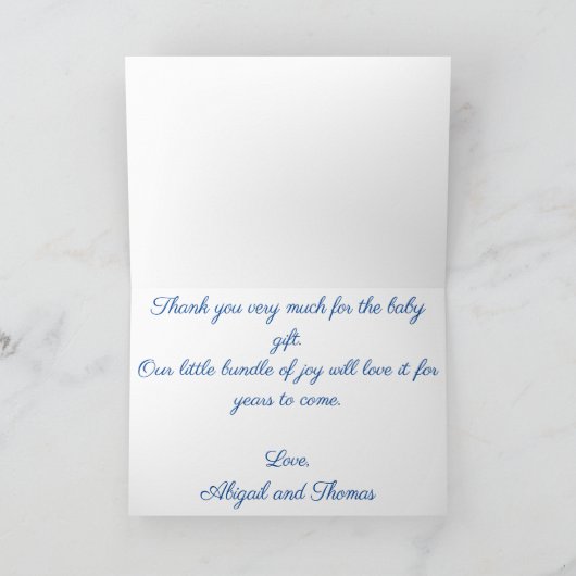 Llama Blauw en Wit met Bloemen Baby Bedankkaart (Binnen)