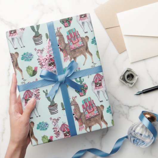 Llama | blauw | Papier voor onmiddellijke verpakki (Geschenken)