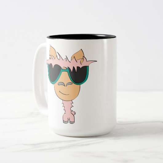 Llama blijf in bed tweekleurige koffiemok (Voorkant links)