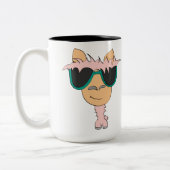 Llama blijf in bed tweekleurige koffiemok (Links)