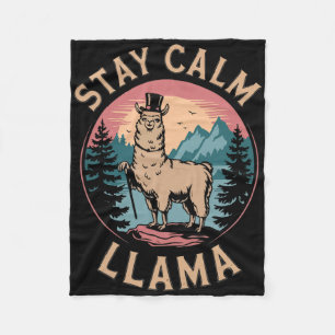 Llama Blijf Kalm Grappige Alpaca Op Berg Wandelen Fleece Deken