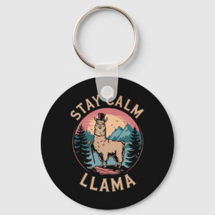 Llama Blijf Kalm Grappige Alpaca Op Berg Wandelen Sleutelhanger