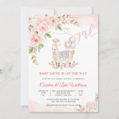 Llama Bloemen Baby Shower Uitnodiging (Voorkant)