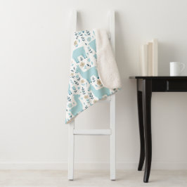 Llama & Bloemen Sherpa Deken - Aangepaste Grootte
