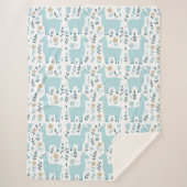Llama & Bloemen Sherpa Deken - Aangepaste Grootte (Voorkant)