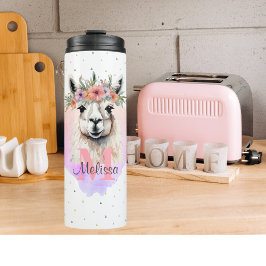 Llama Boerderij Animal Monogram Wildflower Thermosbeker