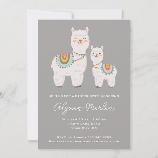 Llama Boho-baby shower Kaart (Voorkant)