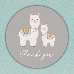 Llama Boho-baby shower Ronde Sticker