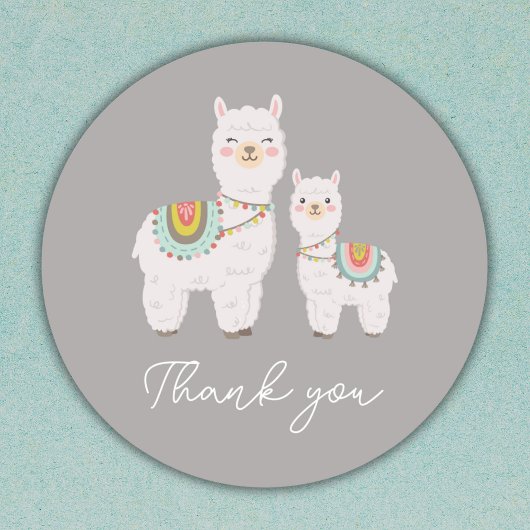 Llama Boho-baby shower Ronde Sticker
