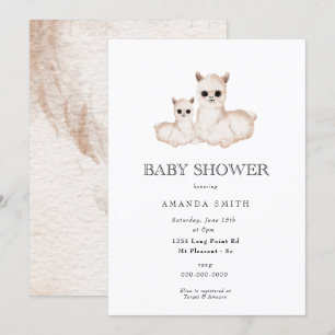Llama Boho Moeder en Baby Safari Baby Shower Kaart