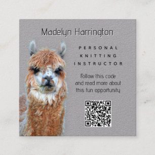 Llama Brei Instructeur QR code Zakelijke Kaart Vierkante Visitekaartje