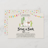 Llama Breng een boek Baby shower Fiesta Cactus Informatiekaartje (Voorkant / Achterkant)