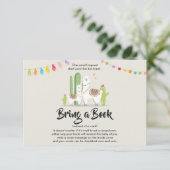 Llama Breng een boek Baby shower Fiesta Cactus Informatiekaartje (Staand voorkant)