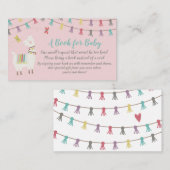 Llama Breng een Boek Baby shower Kaart Roze (Voorkant / Achterkant)
