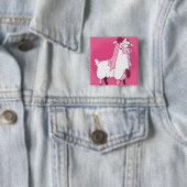 Llama Bride Vierkante Button 5,1 Cm (In situ)