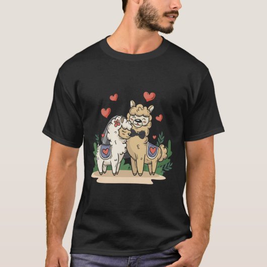 Llama bruid en bruidegom bruiloft kunst matching p t-shirt (Voorkant)