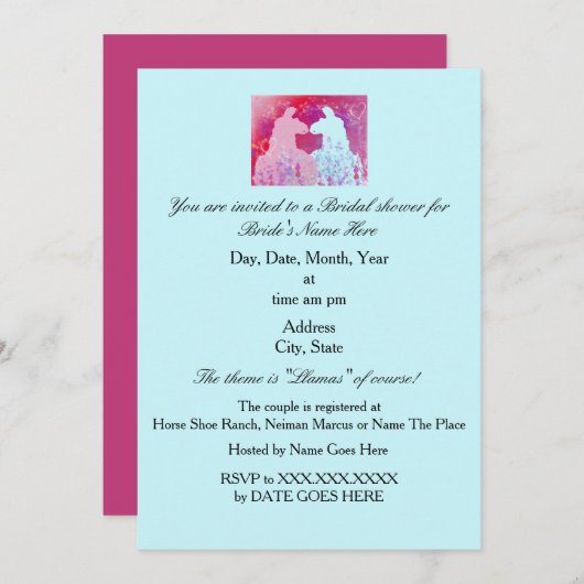 Llama Bruiloft Bruidsmeisjes Uitnodiging (Voorkant / Achterkant)