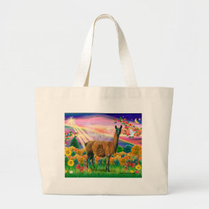 Llama (bruin) - Herfstengel Grote Tote Bag