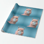 Llama Bubblegum Grappig Cadeaupapier (Uitgerold)