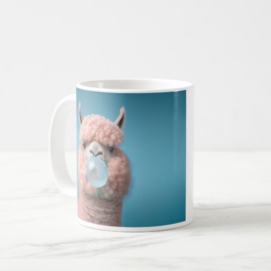 Llama Bubblegum Grappig Koffiemok (Voorkant links)