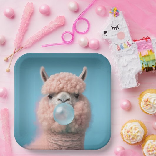 Llama Bubblegum Grappig Papieren Bordje (Feest)