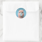 Llama Bubblegum Grappig Ronde Sticker (Tas)