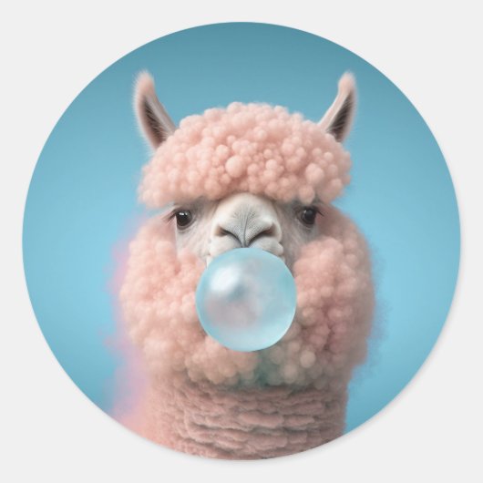 Llama Bubblegum Grappig Ronde Sticker (Voorkant)