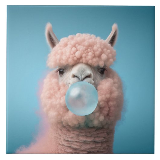 Llama Bubblegum Grappig Tegeltje (Voorkant)