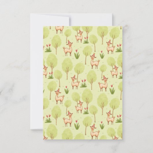 Llama buiten verjaardagsfeestje voor kinderen bedankkaart (Achterkant)