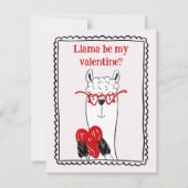 Llama By My Valentine Funny Kids Valentine's Day Notitiekaartje (Voorkant)