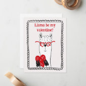 Llama By My Valentine Funny Kids Valentine's Day Notitiekaartje (Voorkant / Achterkant in situ)