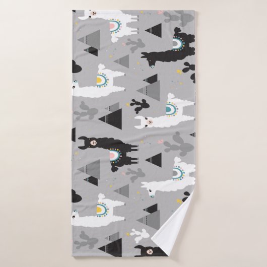 Llama cactus bergen, naadloos patroon. badhanddoek (Badhanddoek)