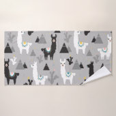 Llama cactus bergen, naadloos patroon. badhanddoek (Badhanddoek)
