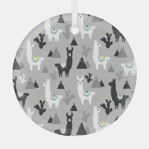 Llama cactus bergen, naadloos patroon. glas ornament