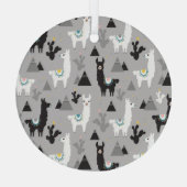 Llama cactus bergen, naadloos patroon. glas ornament (Achterkant)