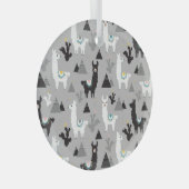 Llama cactus bergen, naadloos patroon. glas ornament (Voorkant Rechts)