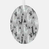Llama cactus bergen, naadloos patroon. glas ornament (Voorkant links)