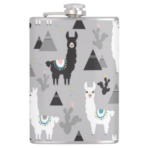 Llama cactus bergen, naadloos patroon. heupfles