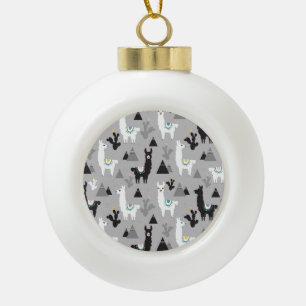 Llama cactus bergen, naadloos patroon. keramische bal ornament