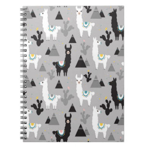 Llama cactus bergen, naadloos patroon. notitieboek