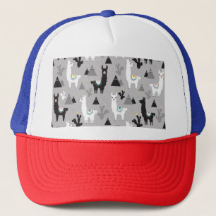 Llama cactus bergen, naadloos patroon. trucker pet