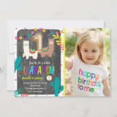 Llama Cactus Child 1st Birthday Invitation Kaart (Voorkant)