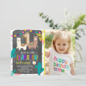 Llama Cactus Child 1st Birthday Invitation Kaart (Staand voorkant)