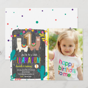 Llama Cactus Child 1st Birthday Invitation Kaart
