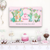 Llama & Cactus Girls Custom Birthday Party Welcome Spandoek