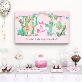 Llama & Cactus Girls Custom Birthday Party Welcome Spandoek