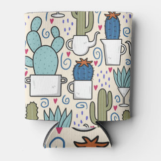 Llama Cactus: Handgetekend naadloos ontwerp Blikjeskoeler