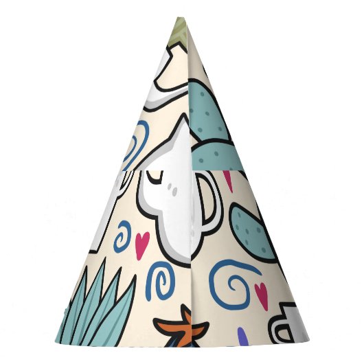 Llama Cactus: Handgetekend naadloos ontwerp Feesthoedjes (Achterkant)